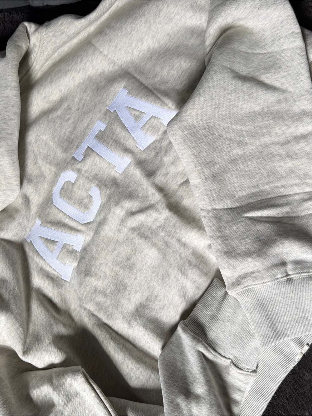 ACTA Embroidered Light Gray crop zip up Hoodie - Picture 2 of 2